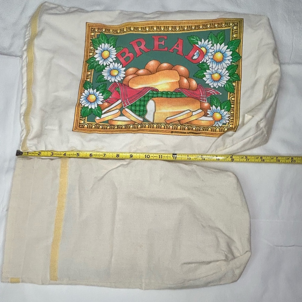 Vintage 1997 Canvas Bread Bag Roll Down Top and Free Bagel Bag.